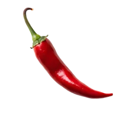 Single red chili pepper isolated on black background