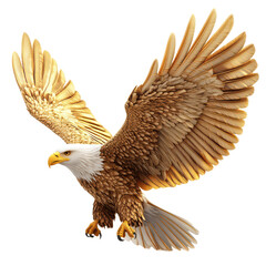 3D Golden Eagle character isolated on transparent background