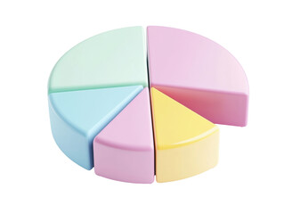 Obraz premium Colorful educational pie chart toy for children learning shapes on a transparent background, cut out