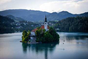 Famous Bled Church Island in the Bled, Slovenian City