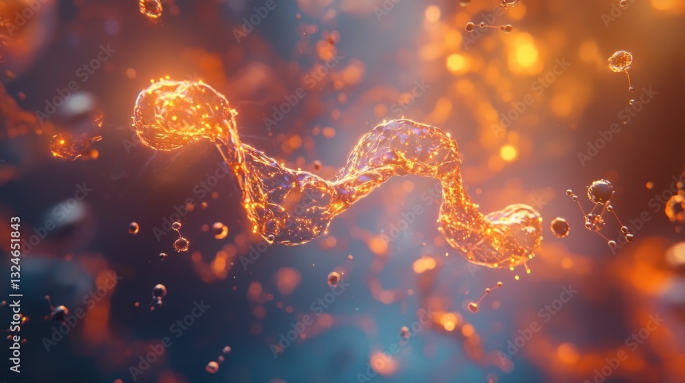Aufkleber abstract orange flowing liquid structure with particles.