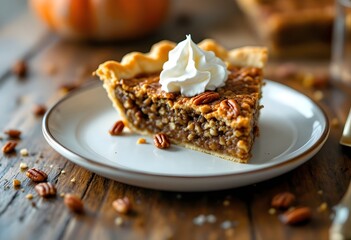 Homemade Chocolate Walnut Derby Pie with Whipped Cream
