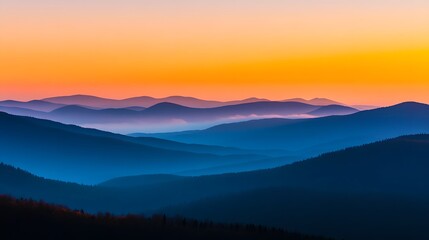 Fototapeta premium Majestic Sunset Over Rolling Blue Mountains