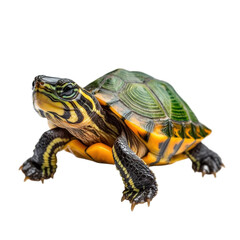Fototapeta premium Vibrant YellowBellied Slider Turtle Closeup Detailed Wildlife Photography