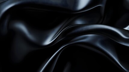 Fototapeta premium Black Silk Fabric Drape Luxurious Texture Background