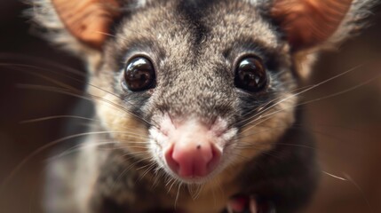 Obraz premium A close up of a cute Australian possum in natural environment and clean lines