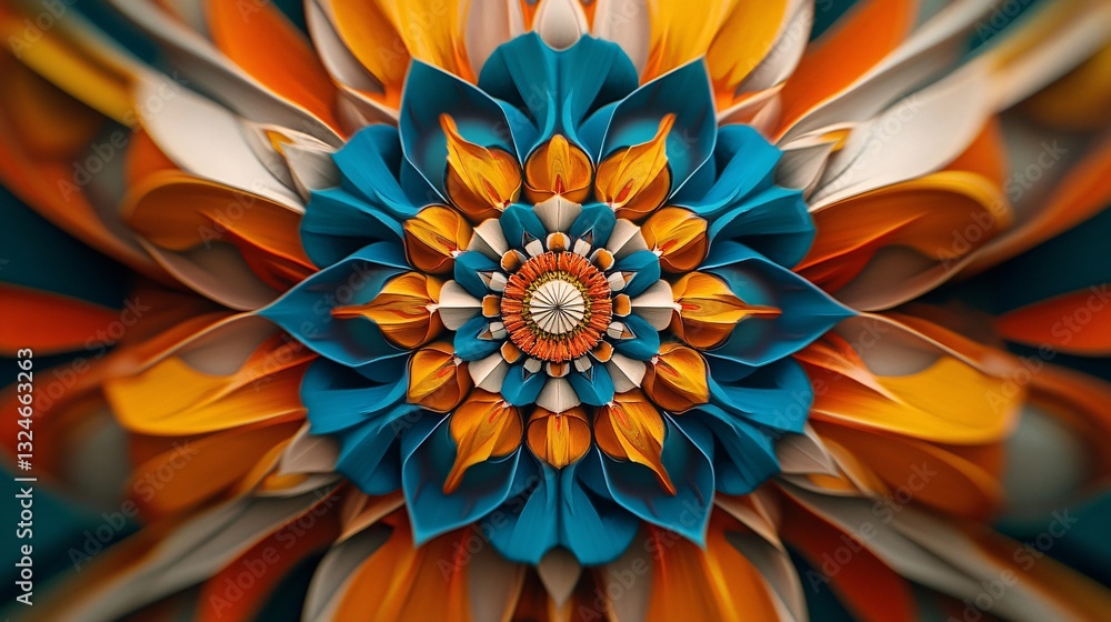 Poster abstract mandala with free-form patterns and bold colors