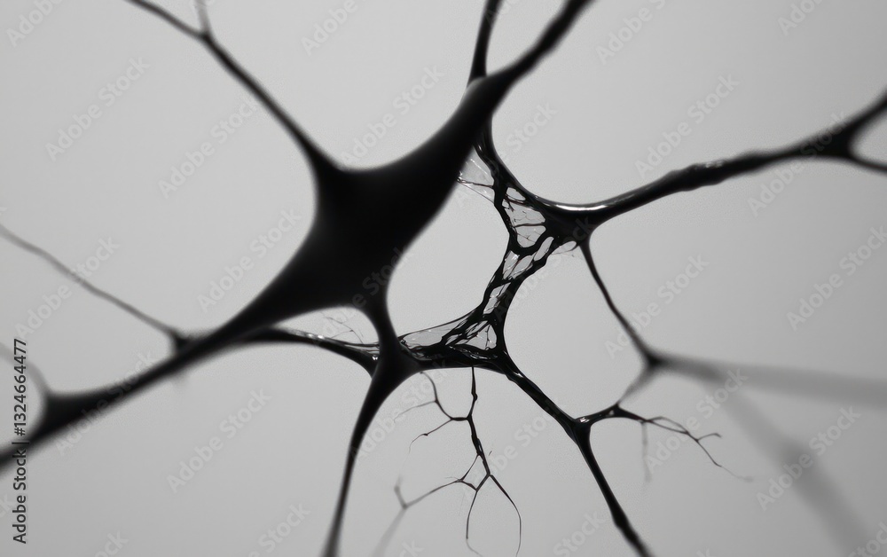 Poster abstract grayscale neural network: intricate lines and connections