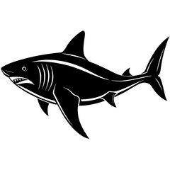 Obraz premium A striking illustration of a shark in silhouette against a plain backdrop. The sleek lines and powerful presence convey the essence of this apex predator.