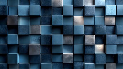 blue mosaic cube background, creating a captivating visual effect