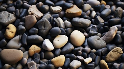 A Collection of Smooth, Polished Pebbles in Various Shapes and Colors