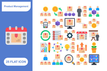 Product Management Icons Set, Collection of 25 Product Management Icons Set - 25 Vector Icons for Product Development, Strategy, Roadmap & Team Collaboration