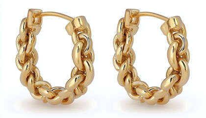 Obraz premium Gold Rope Hoop Earrings for Studio Shot.