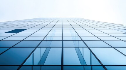 Fototapeta premium Modern Glass Skyscraper Architecture with A Blue Hue Perspective