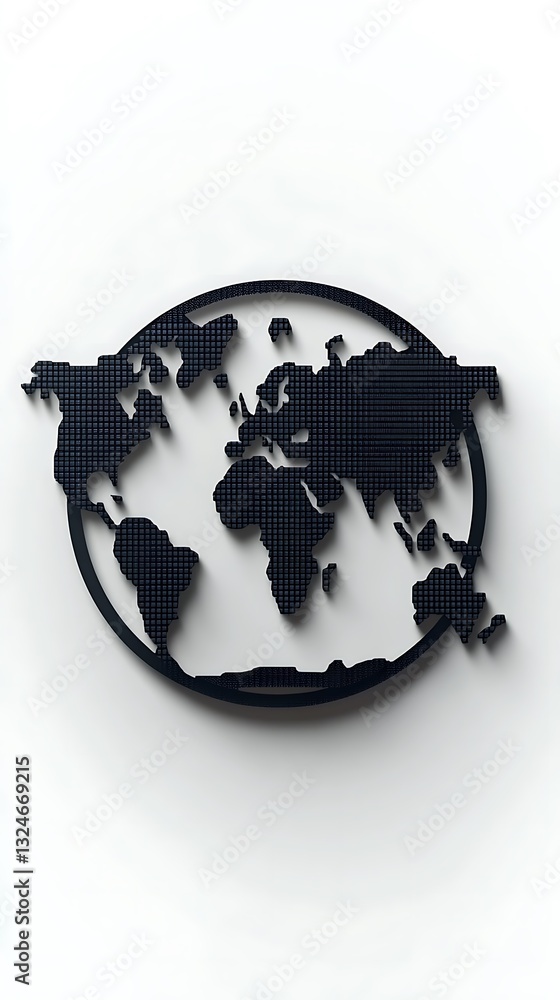 Poster minimalistic world map rendered in dotted texture for digital concept