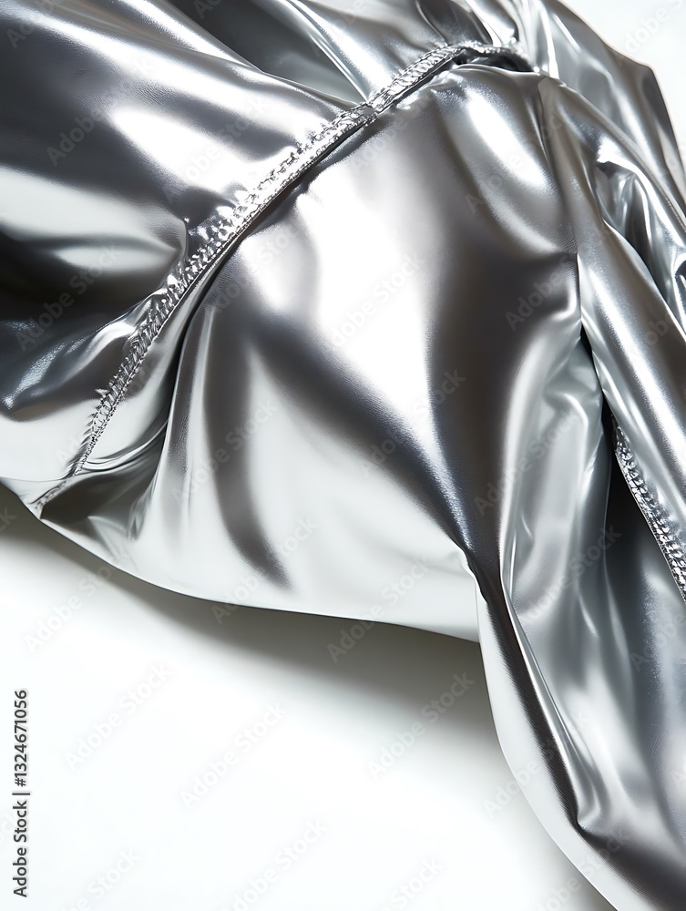 Poster reflective silver fabric texture with smooth draping surface design