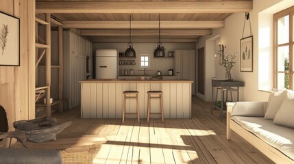 A warm inviting kitchen with a rustic wooden interior design