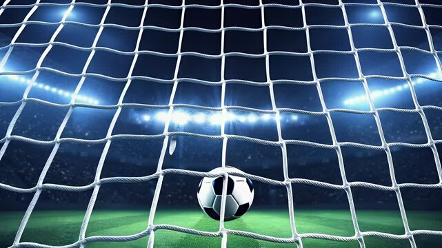 Fussball der ins Tor gescho&szlig;en wird 