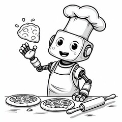 Robot Chef in the Kitchen – Printable Coloring Page