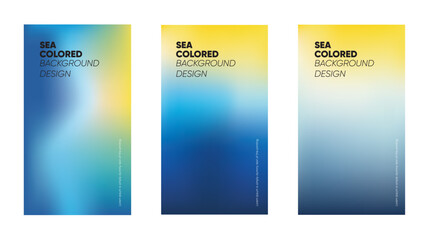 Naklejka premium 3 Sea Colored Blur Gradient Backgrounds – A beautiful set of ocean-themed gradient backgrounds featuring smooth transitions of blue and turquoise hues.
