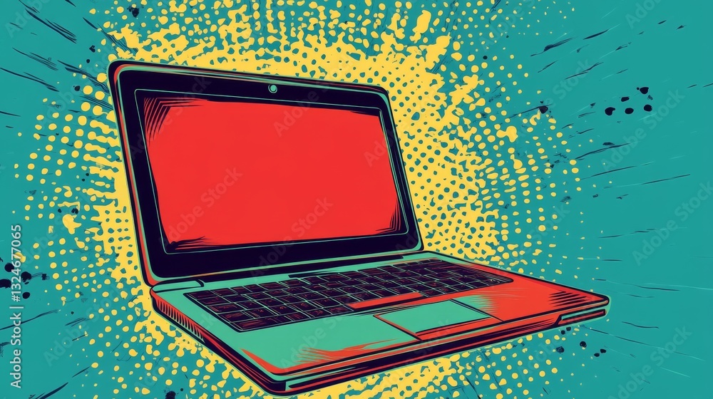 Aufkleber this retro vector illustration features a laptop computer displayed in a pinup style. the image rese