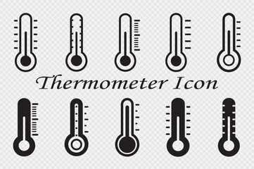 Thermometer  icon set. Temperature Monitor Icon Set on PNG background. Indicators for climate warmth. vector illustration.

