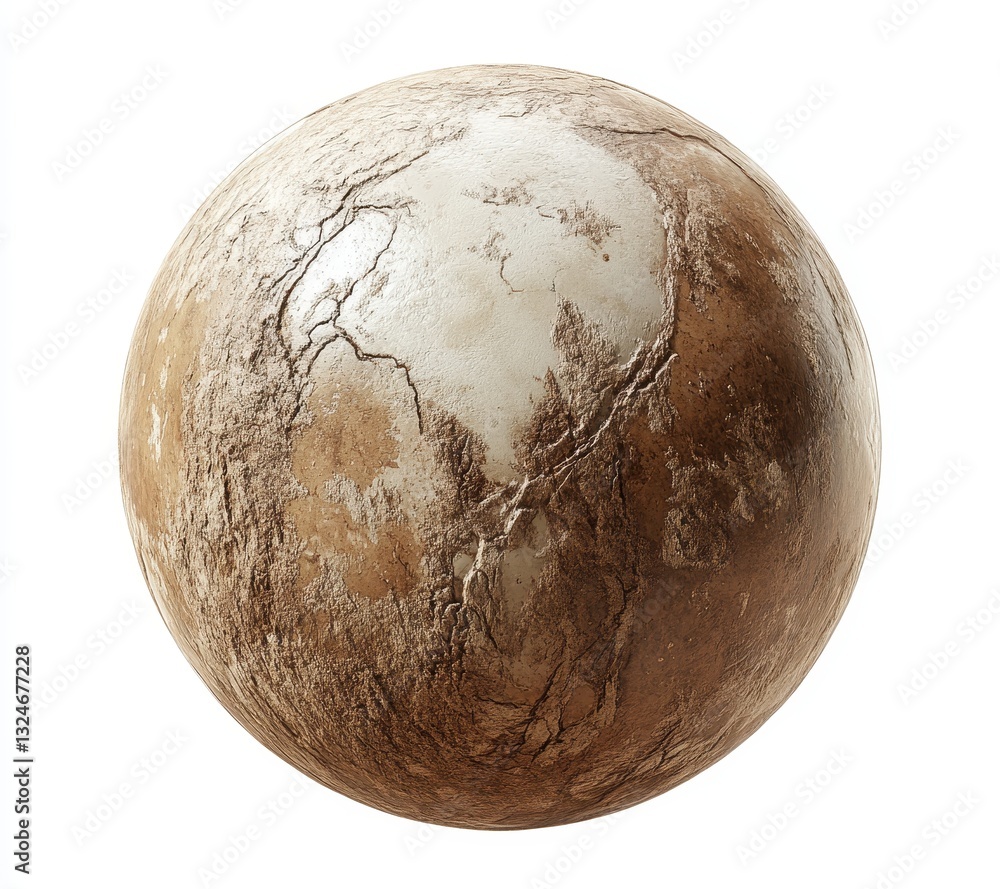 Poster realistic depiction of a rough, cracked planet surface showcasing varying textures and colors with a