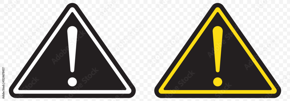 Aufkleber sign. exclamation point on a yellow triangle. caution and warning. road sign. caution danger sign. e
