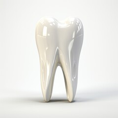 A Glossy White Tooth Model on a White Background
