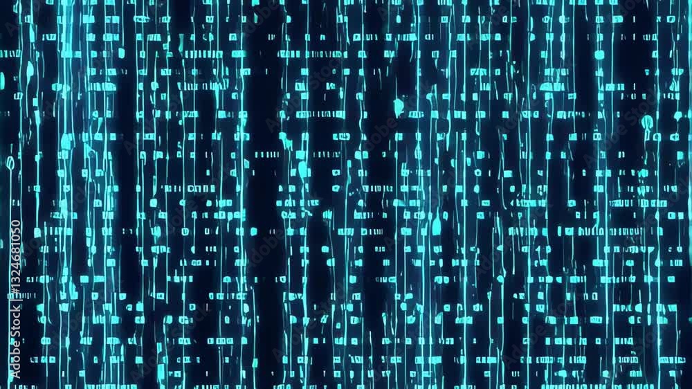 Poster abstract digital matrix background with flowing blue and green data streams