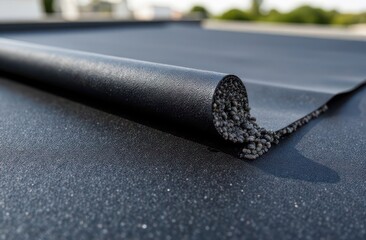 production of blcak self-adhesive roll roofing membrane for covering the roofs of buildings during construction
