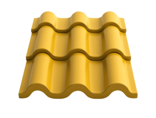 a single yellow roof tile. The tile has a classic barrel or Spanish S-shape design with repeating curves.