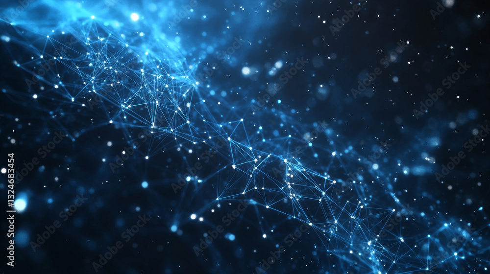 Poster touch the future low poly wireframe. vector polygonal image in the form of a starry sky or space, co