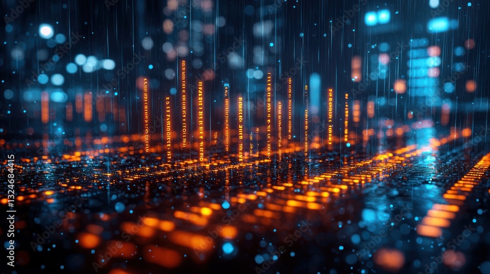 Poster abstract digital data flow: a visual representation of information transfer