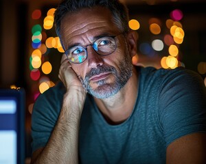 Enhance your business understanding with a dedicated business analyst explaining financial reports during an online consultation, a serious expression etched on his face as he navigates complex data
