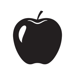 Simple Apple Silhouette, Minimalist Black Fruit Icon