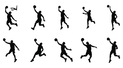 Fototapeta premium Discover Dynamic Basketball Silhouettes: Energizing Action and Athleticism Captured in Art
