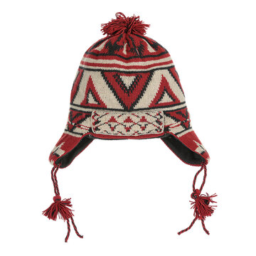 Colorful Peruvian chullo hat with Andean patterns long braided tassels and ear flaps Perfect for winter fashion concepts