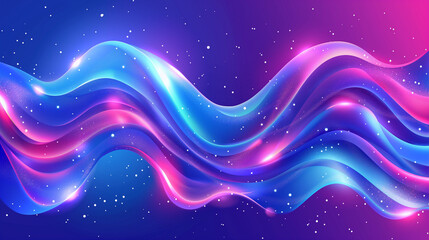 Abstract neon light waves in deep space