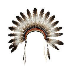 A striking Native American war bonnet with vibrant feathers radiating in a fan shape capturing culture and tradition