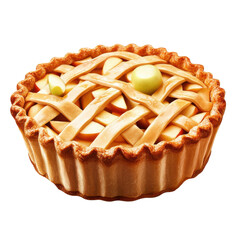 Delicious Golden Brown Apple Pie with Lattice Crust, Isolated on Black Background