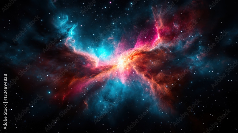 Poster this stunning image showcases a vibrant cosmic explosion within a deep space nebula, highlighting a 