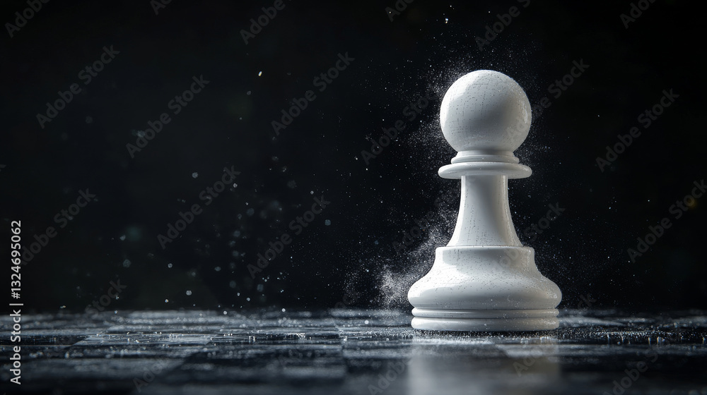 Aufkleber chess pawn with interference. glitch logo of pawn on dark background. white object with anaglyph col