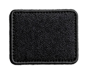 Black rectangular patch with textured fabric and embroidered edges, cut out
