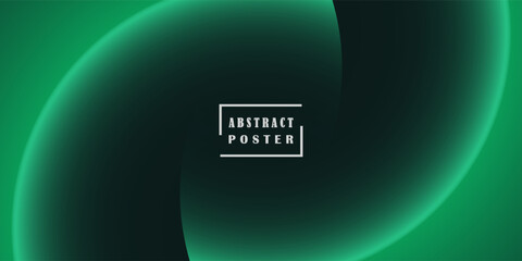 Modern green gradient poster background vector set. Minimalist style cover template with vibrant perspective 3D geometric prism shapes collection.