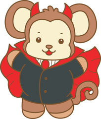 Cute Monkey Halloween vector icon. Funny baby Monkey animal series Halloween illustration.