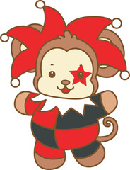 Cute Monkey Halloween vector icon. Funny baby Monkey animal series Halloween illustration.