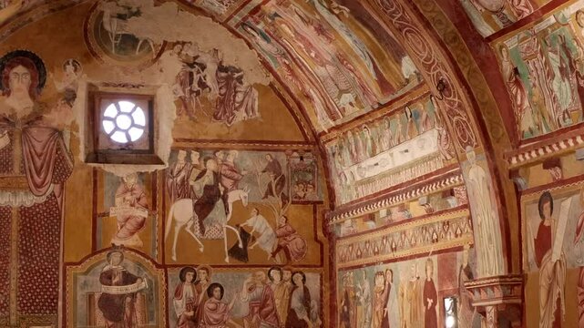 The oratory of San Pellegrino built in 1263 in the hamlet of Bominaco in the municipality of Caporciano, in the province of L'Aquila, Italy.