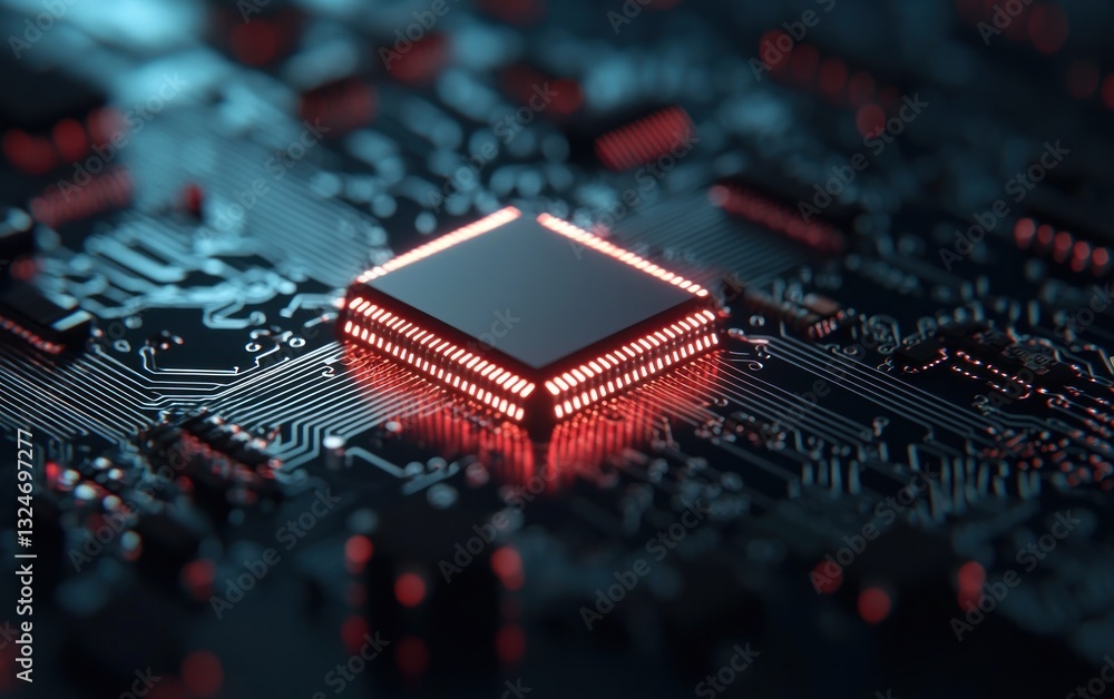 Aufkleber illuminated central processing unit on circuit board