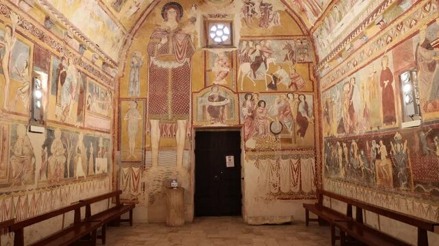 The oratory of San Pellegrino built in 1263 in the hamlet of Bominaco in the municipality of Caporciano, in the province of L'Aquila, Italy.